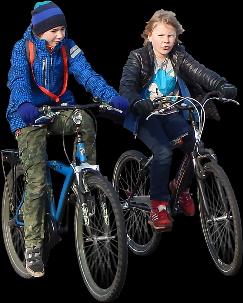 Two Children Riding Bicycles