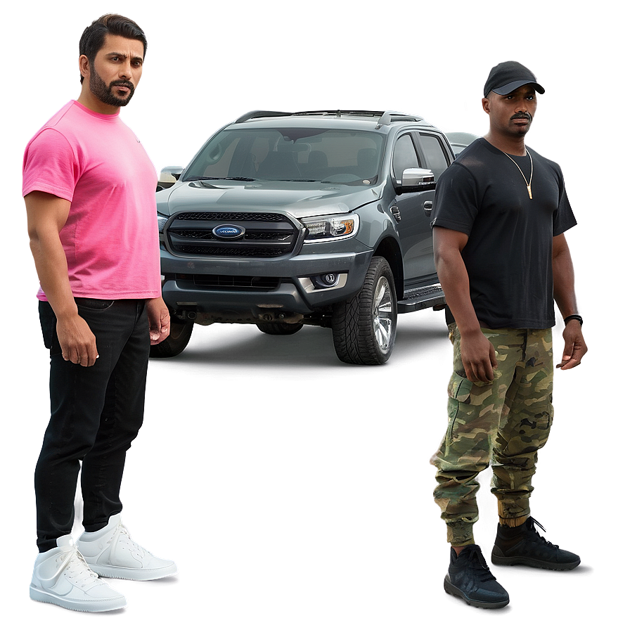 Two Men Standing Beside Ford Truck