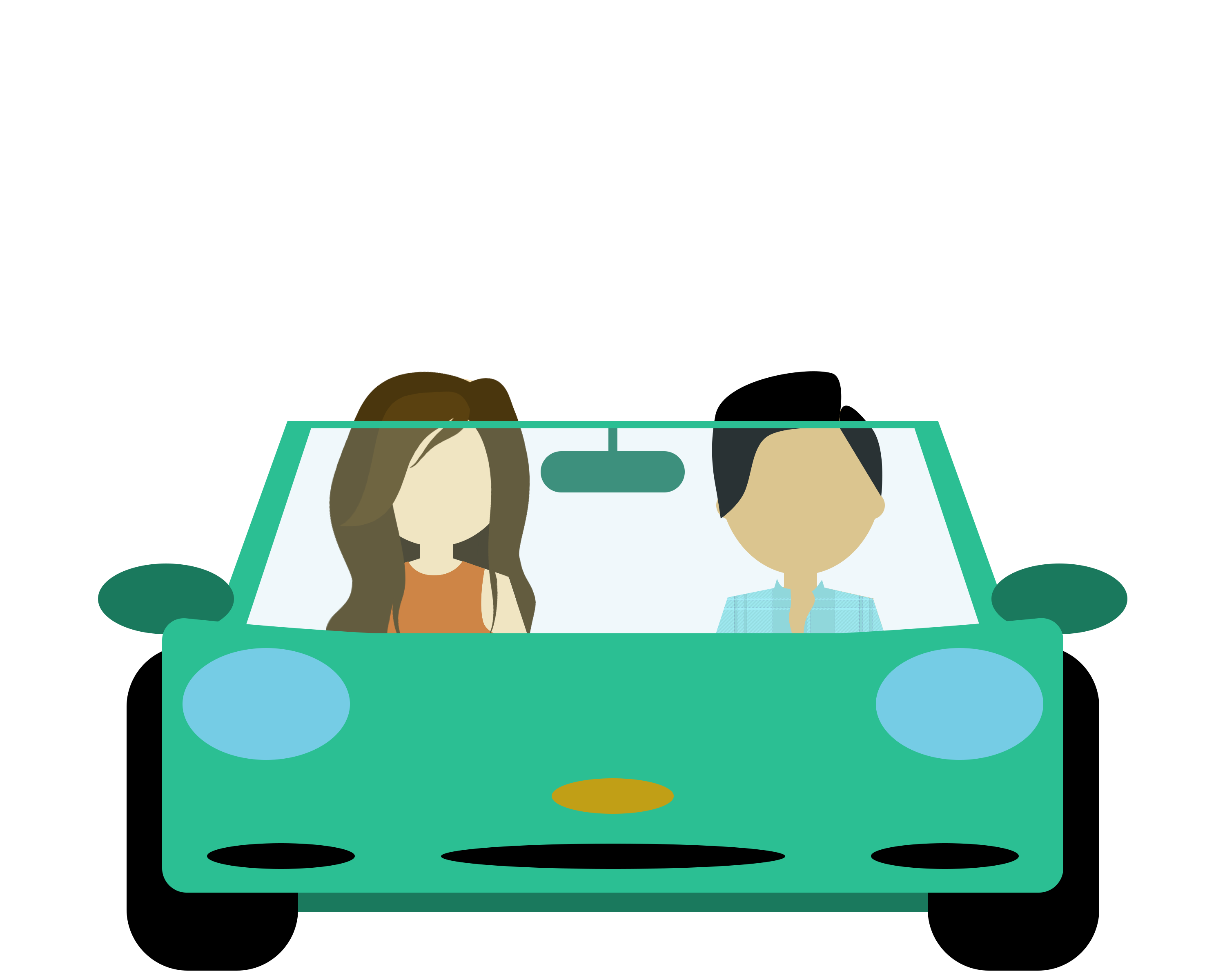 Two People Driving Cartoon