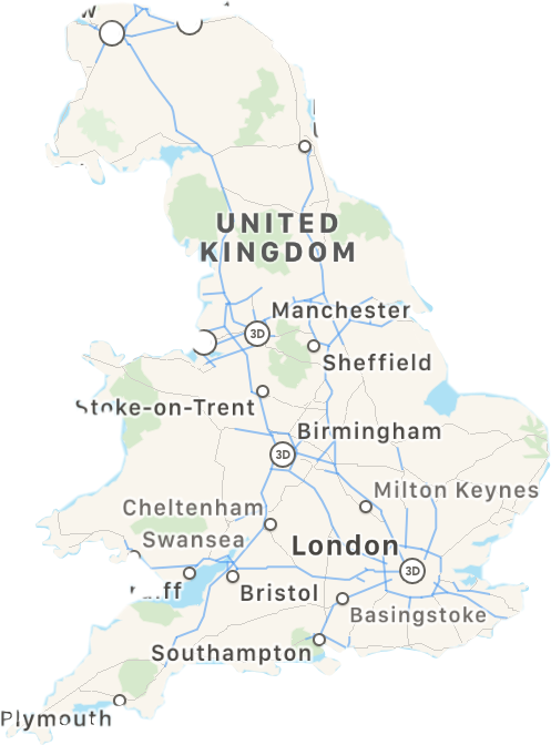 U K Mapwith Major Citiesand Roads