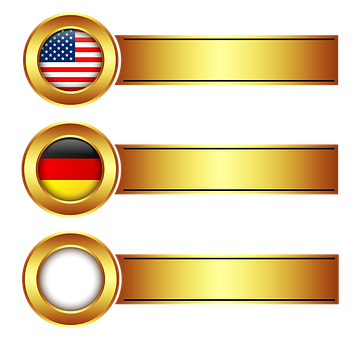 U S A Germany Blank Golden Banners