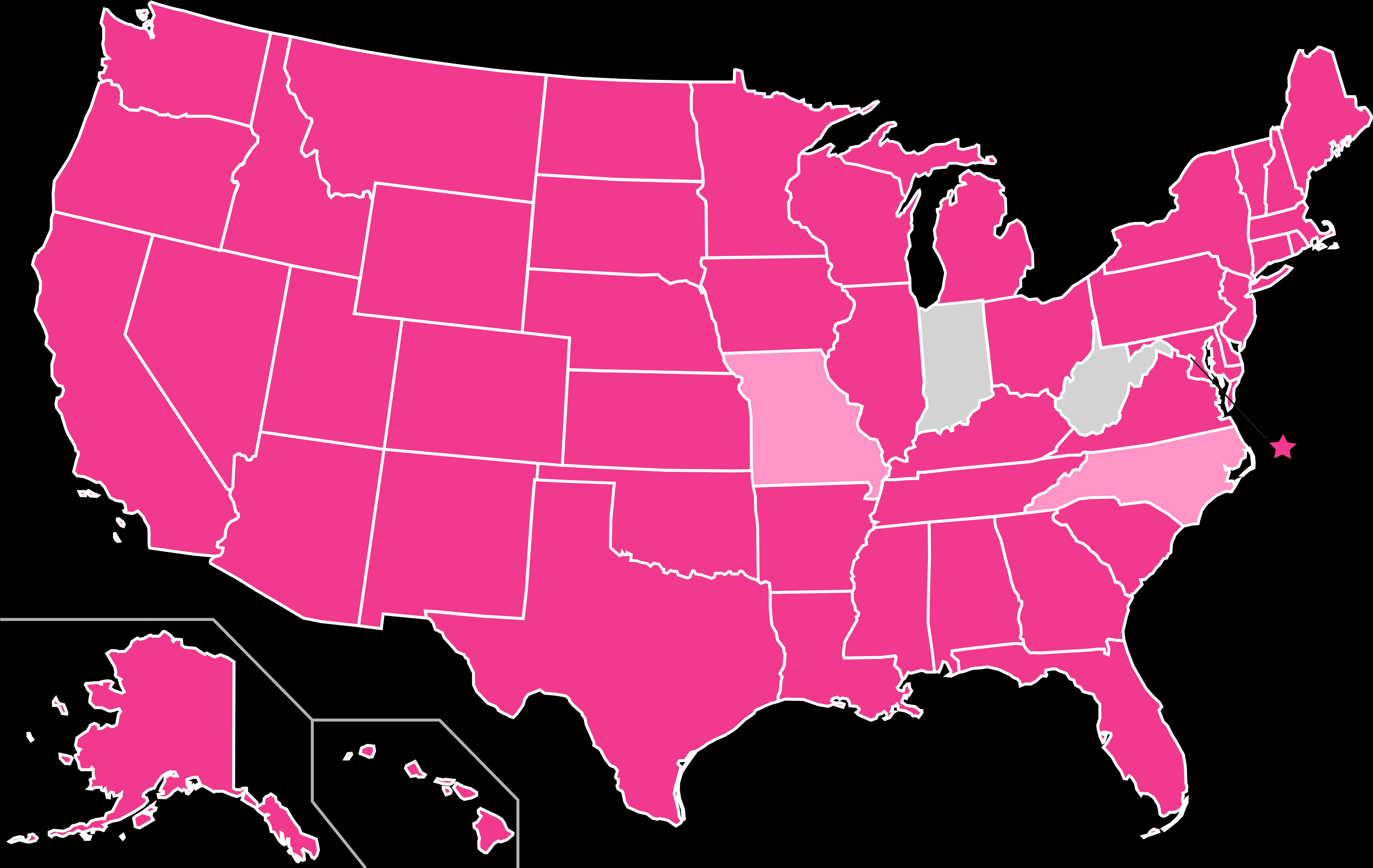 U S A Map Pinkand Black