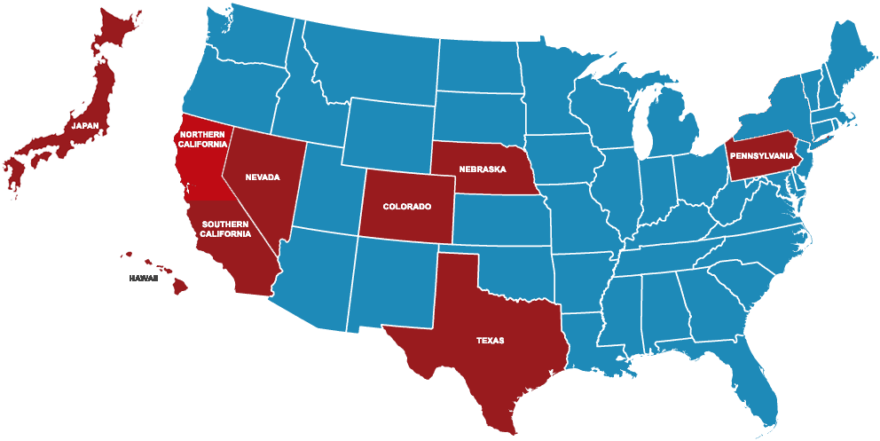 U S A Mapwith Selected States Highlighted