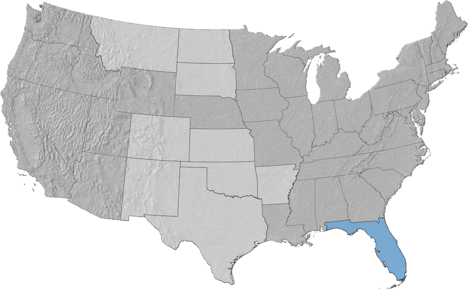 U S A Relief Map Gray Scale