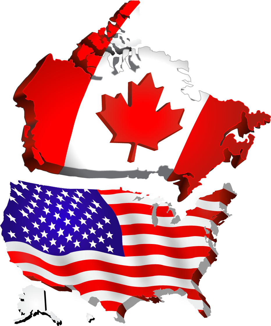 U S Aand Canada Flagson Maps