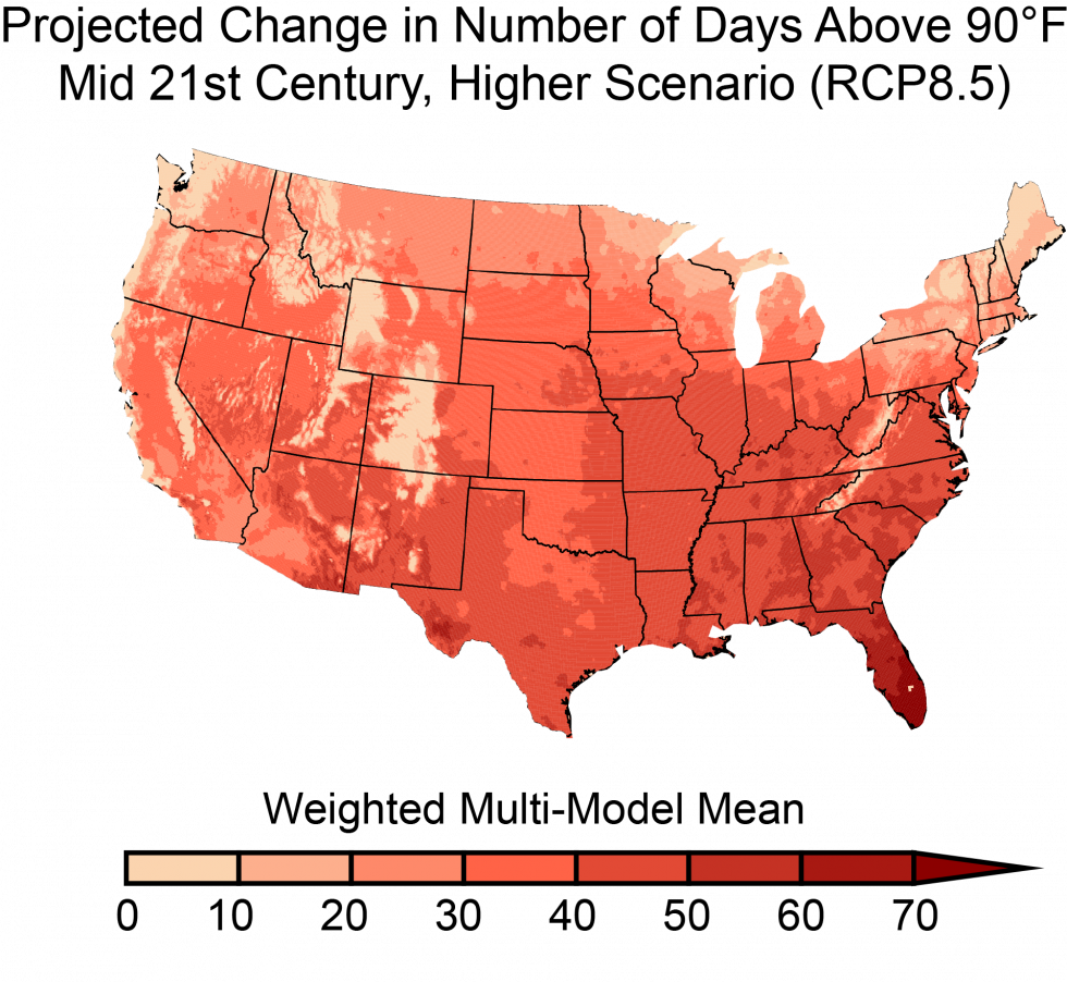 U S Heatwave Projection Mid21st Century