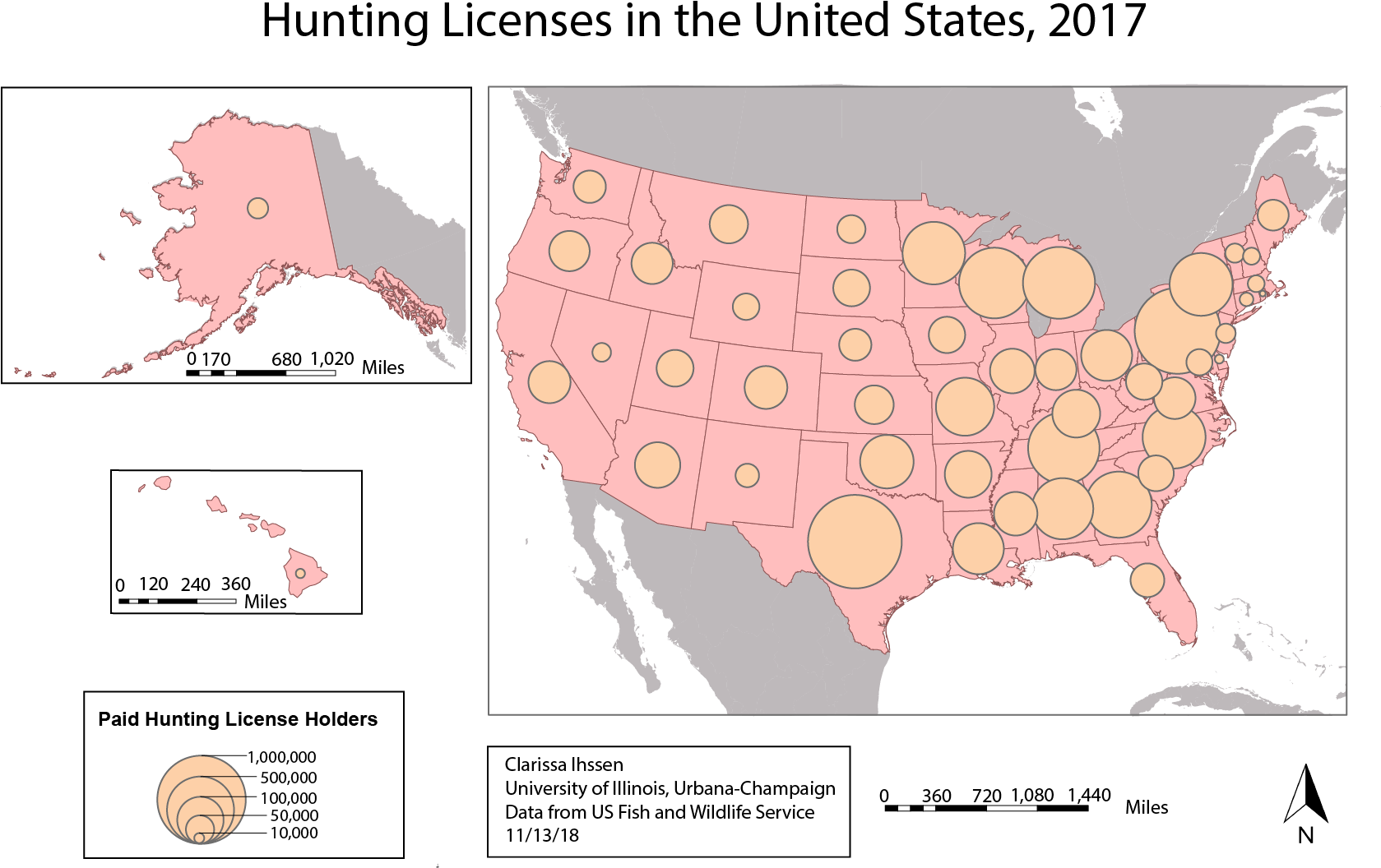 U S Hunting Licenses Map2017