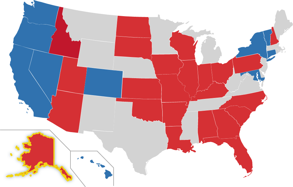 U S Map Alaska Highlighted