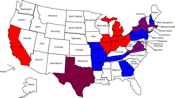 U S Map Color Coded States