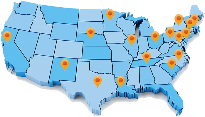 U S Mapwith Location Pins