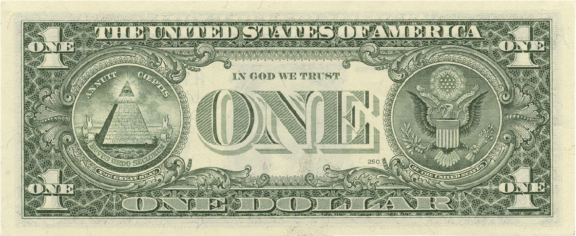 U S One Dollar Bill Reverse