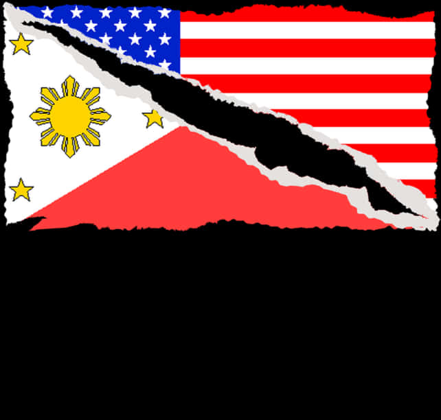 U S Philippines Torn Flag Fusion