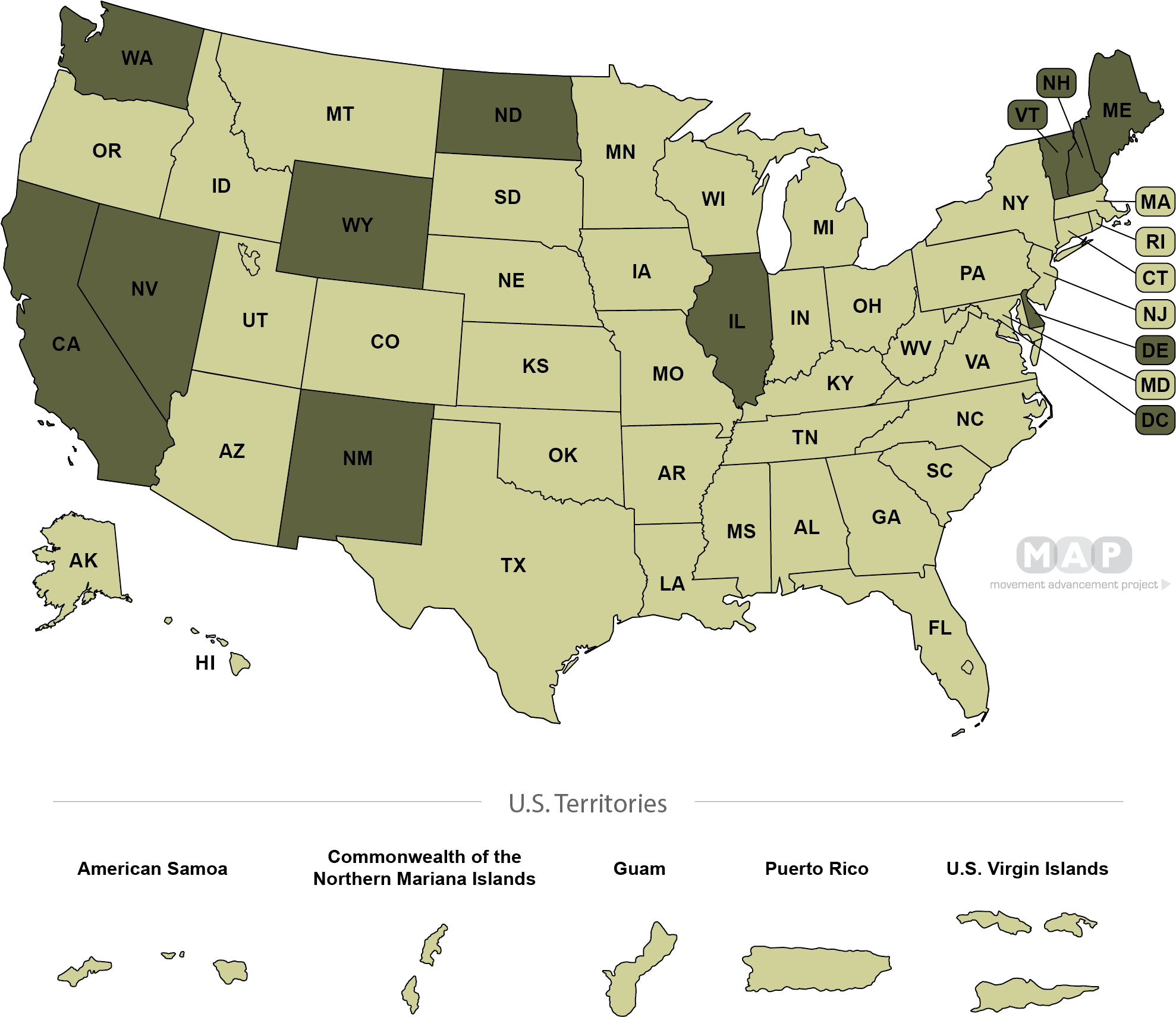 U S Statesand Territories Map