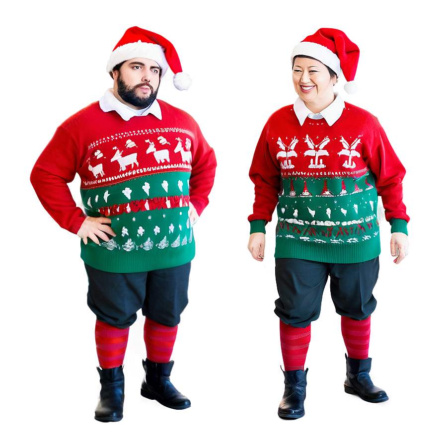 Ugly Christmas Sweater With Elves Png Oah