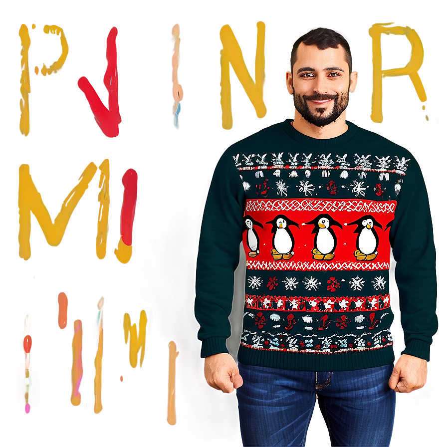 Ugly Christmas Sweater With Penguins Png 93