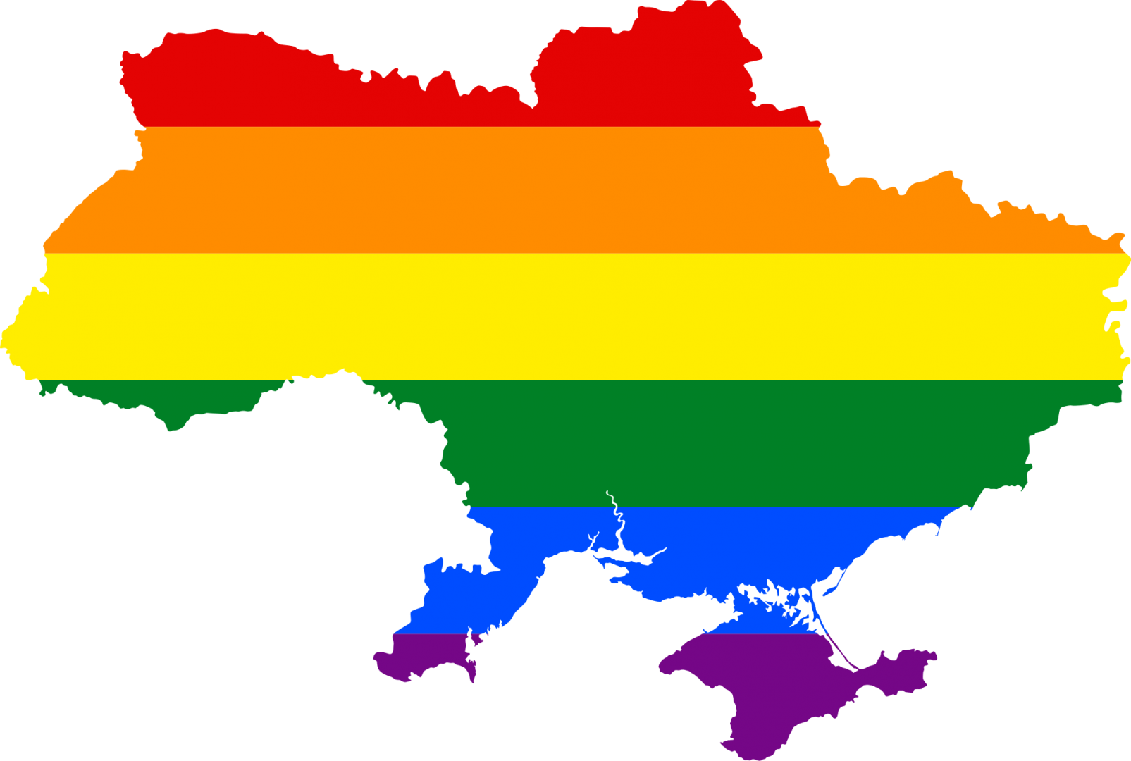 Ukraine Map L G B T Rainbow Colors