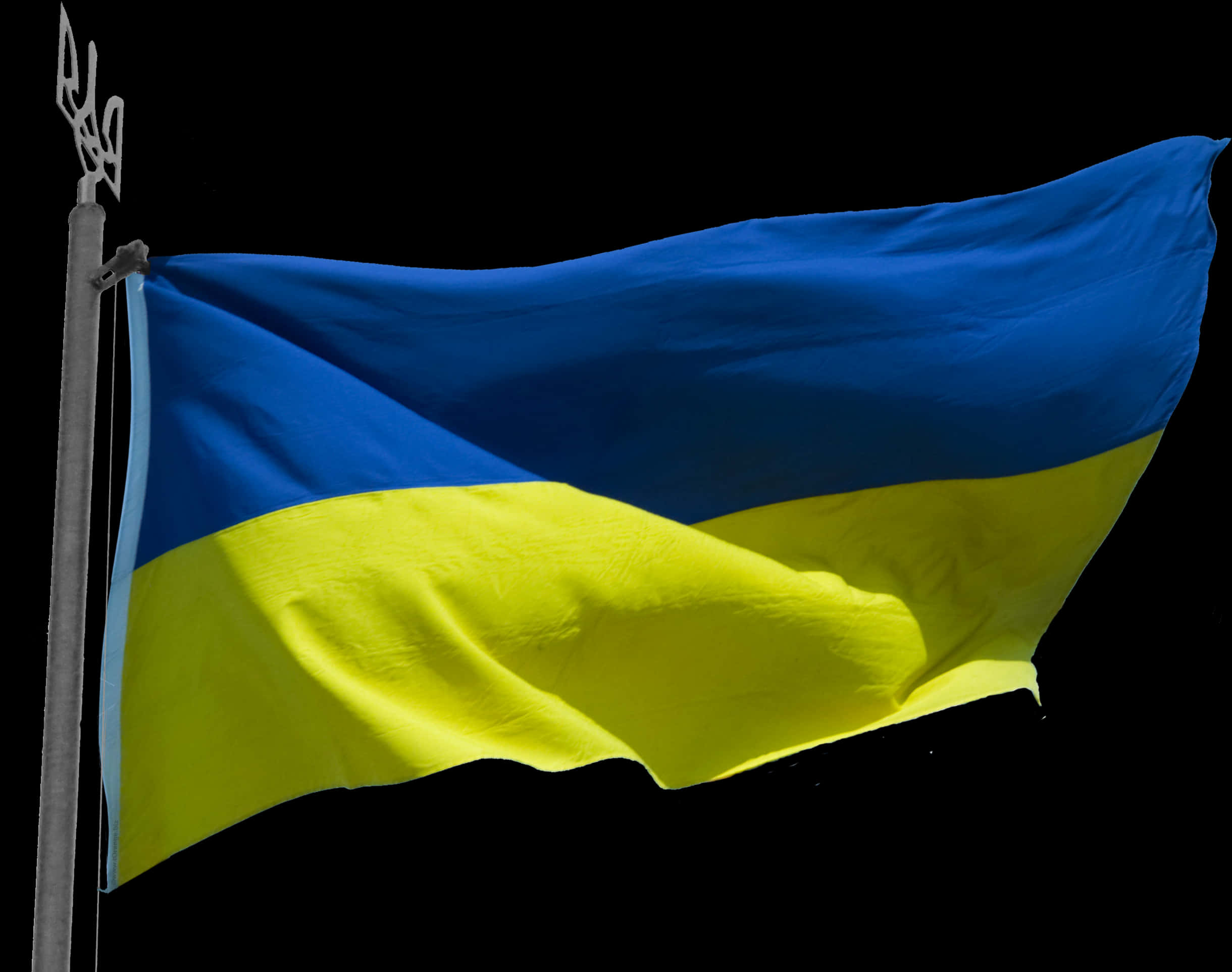 Ukrainian Flag Waving Dark Background