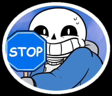 Undertale Sans Holding Stop Sign