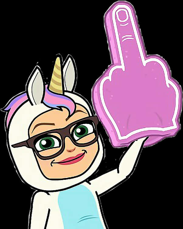 Unicorn Character Raising Middle Finger