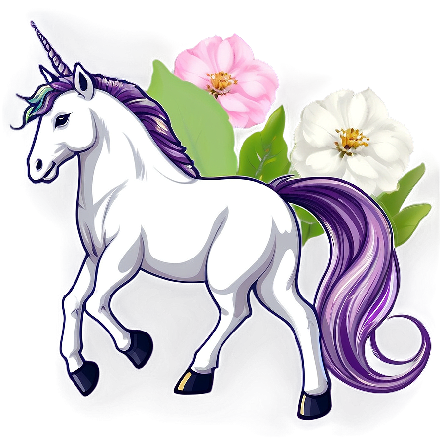 Unicorn With Flowers Png Vrb42