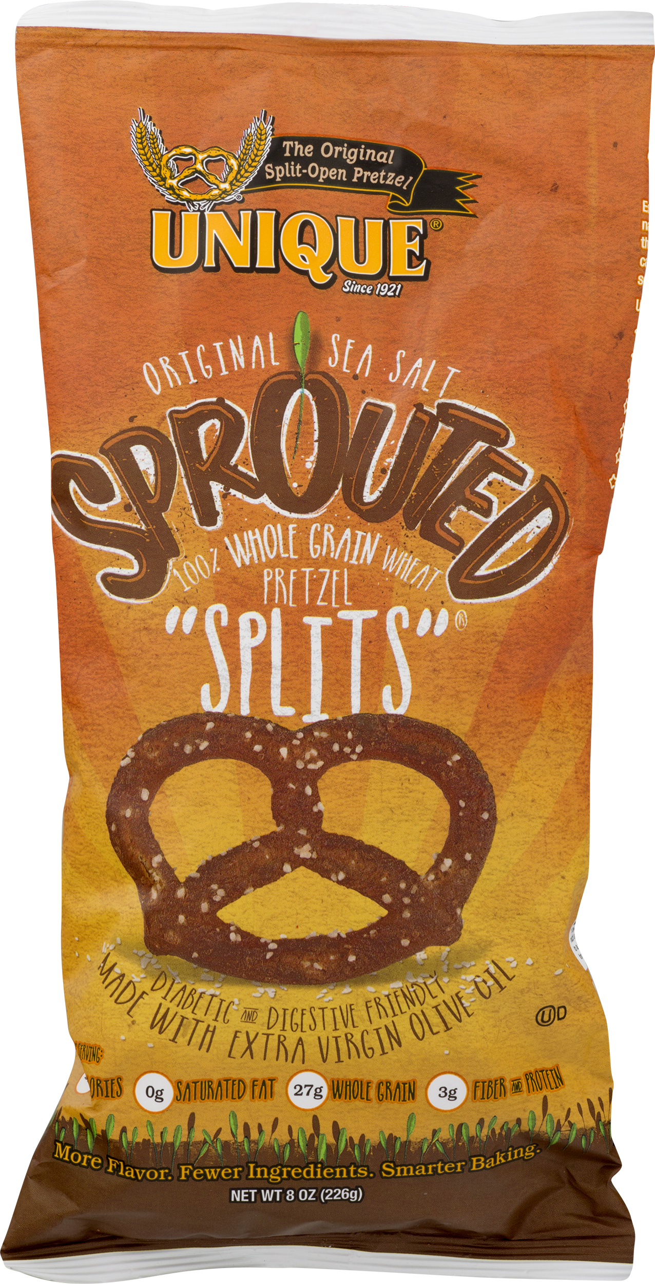 Unique Sprouted Whole Grain Pretzel Splits Packaging