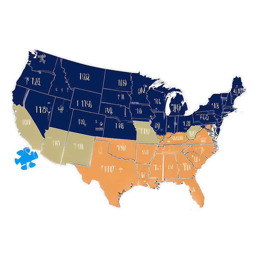 United States Map Puzzle Png 1