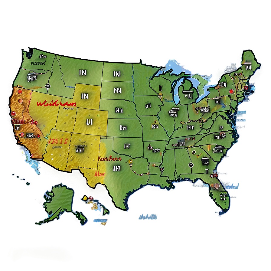 United States Map With Major Cities Png 2