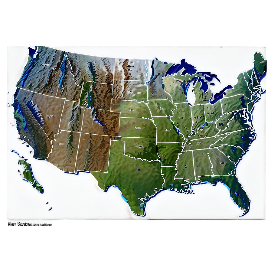 United States Map With Mountains And Rivers Png Rux40