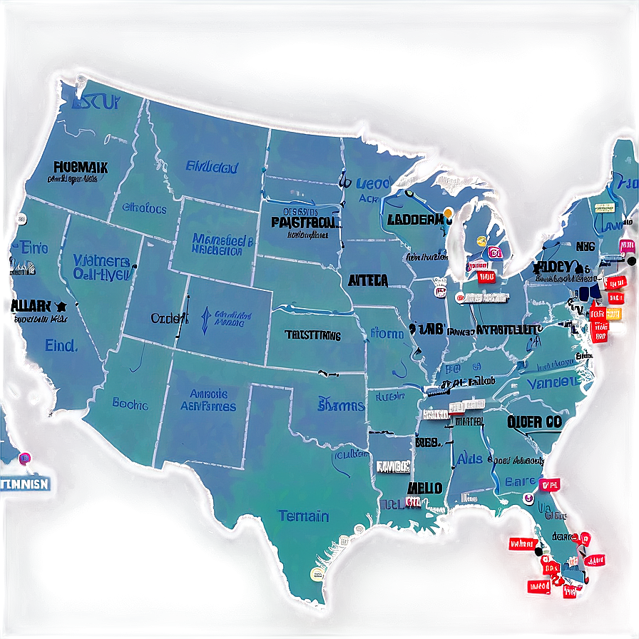 United States Map With Tourist Attractions Png 78