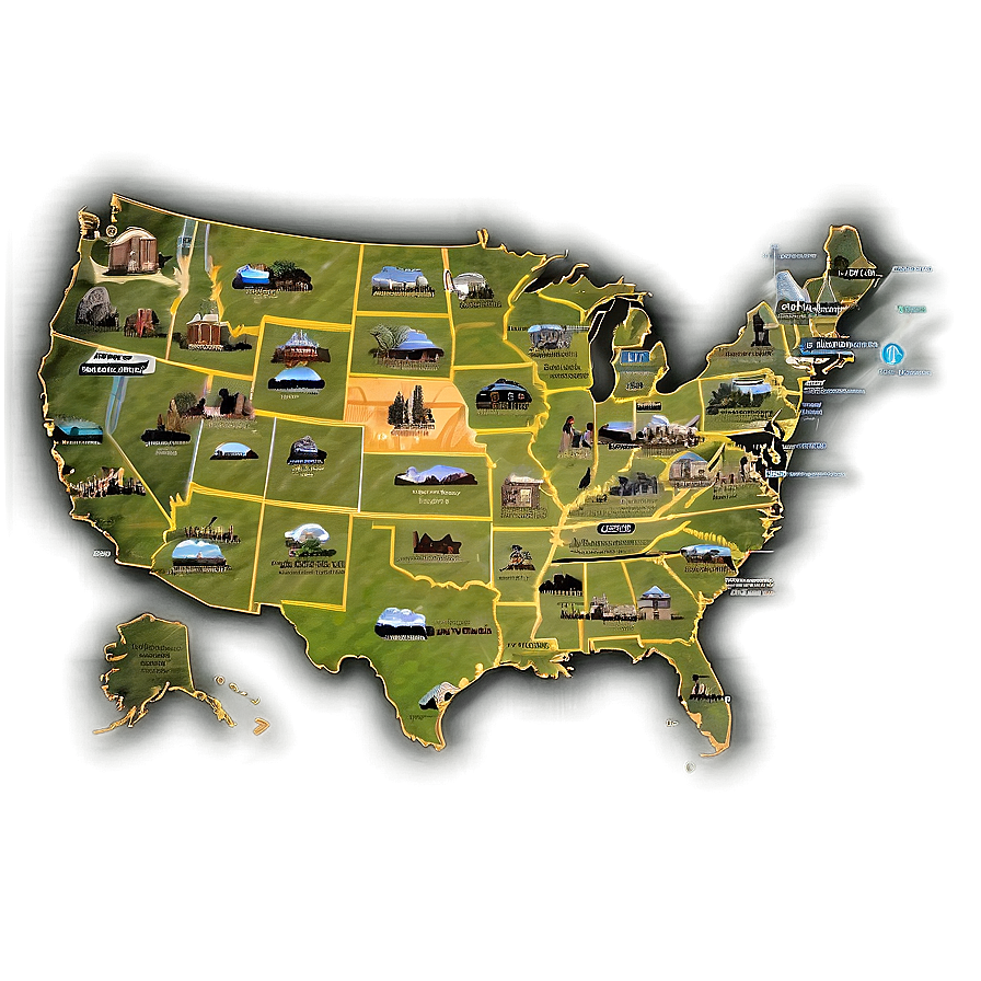 United States Map With Tourist Attractions Png Phv