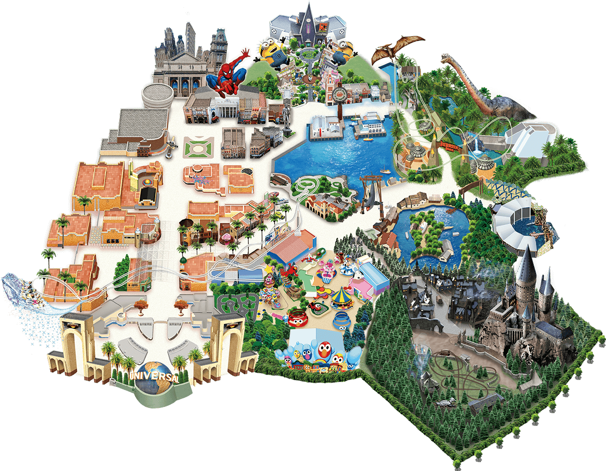 Universal Studios Theme Park Illustration