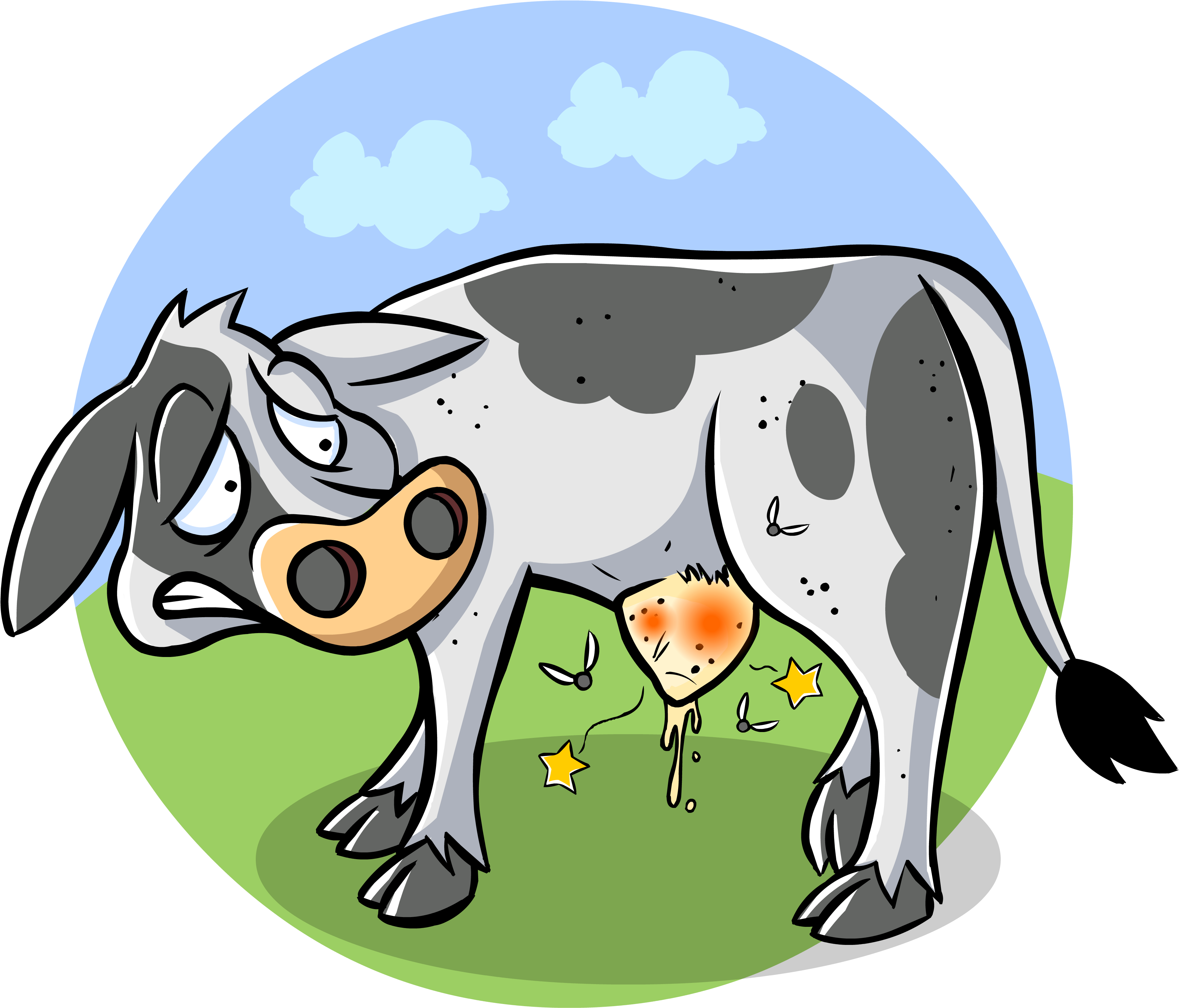 Unwell Cartoon Cow Illustration