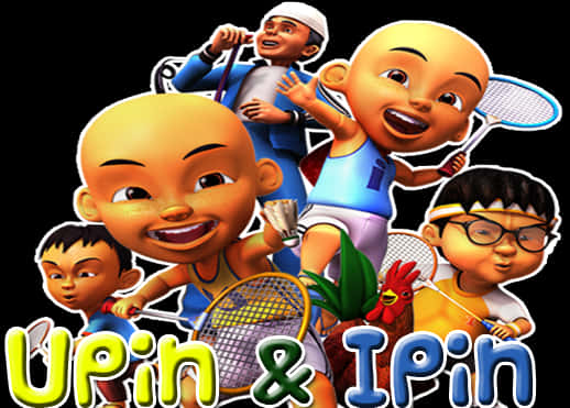 Upin Ipin Animated Characters Sports Theme