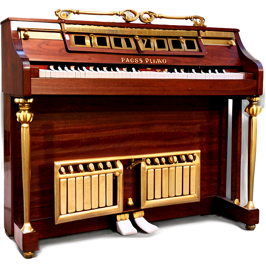 Upright Piano With Brass Pedals Png 06272024