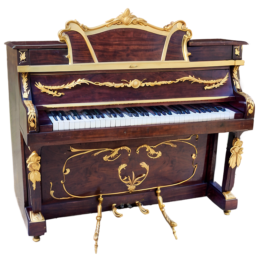 Upright Piano With Gold Trim Png 06272024