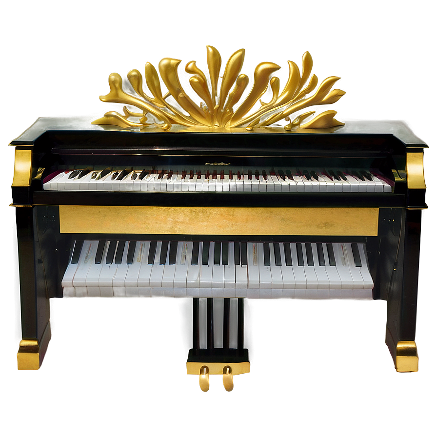 Upright Piano With Gold Trim Png 06272024