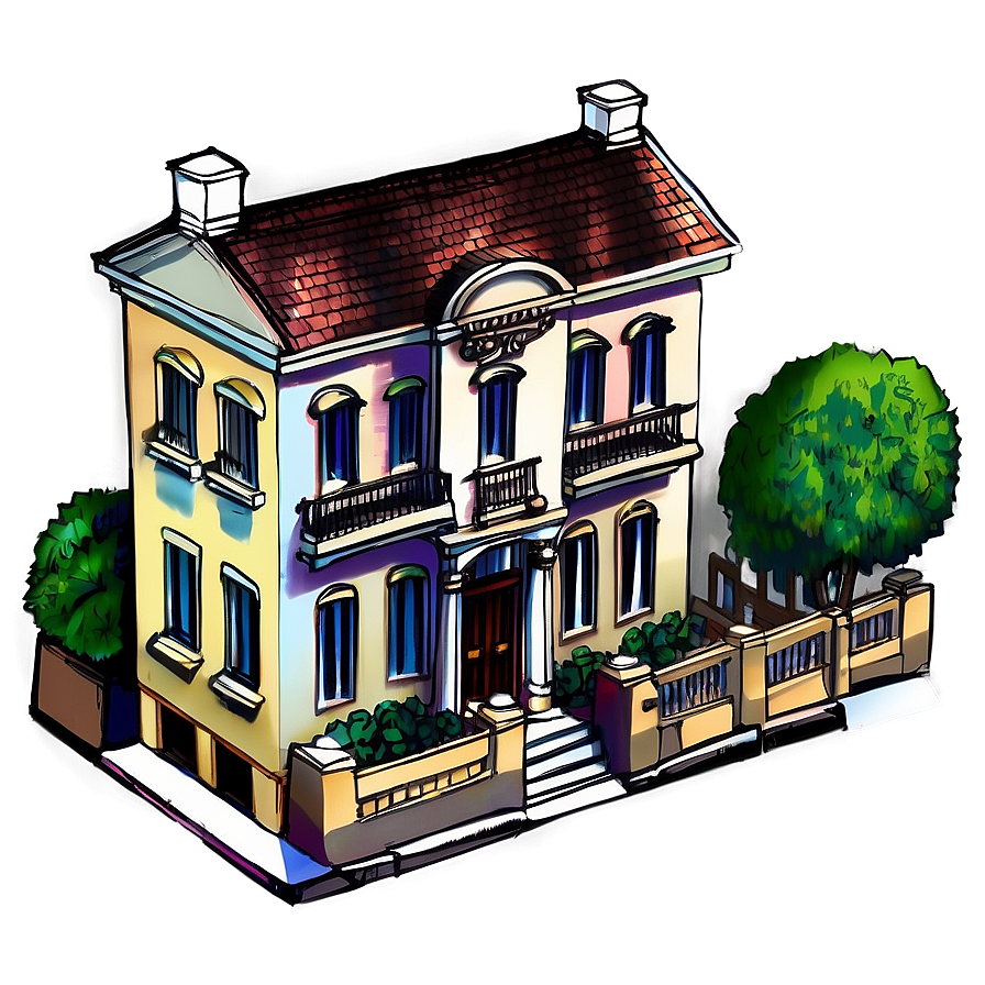 Urban Mansion Sketch Png 88