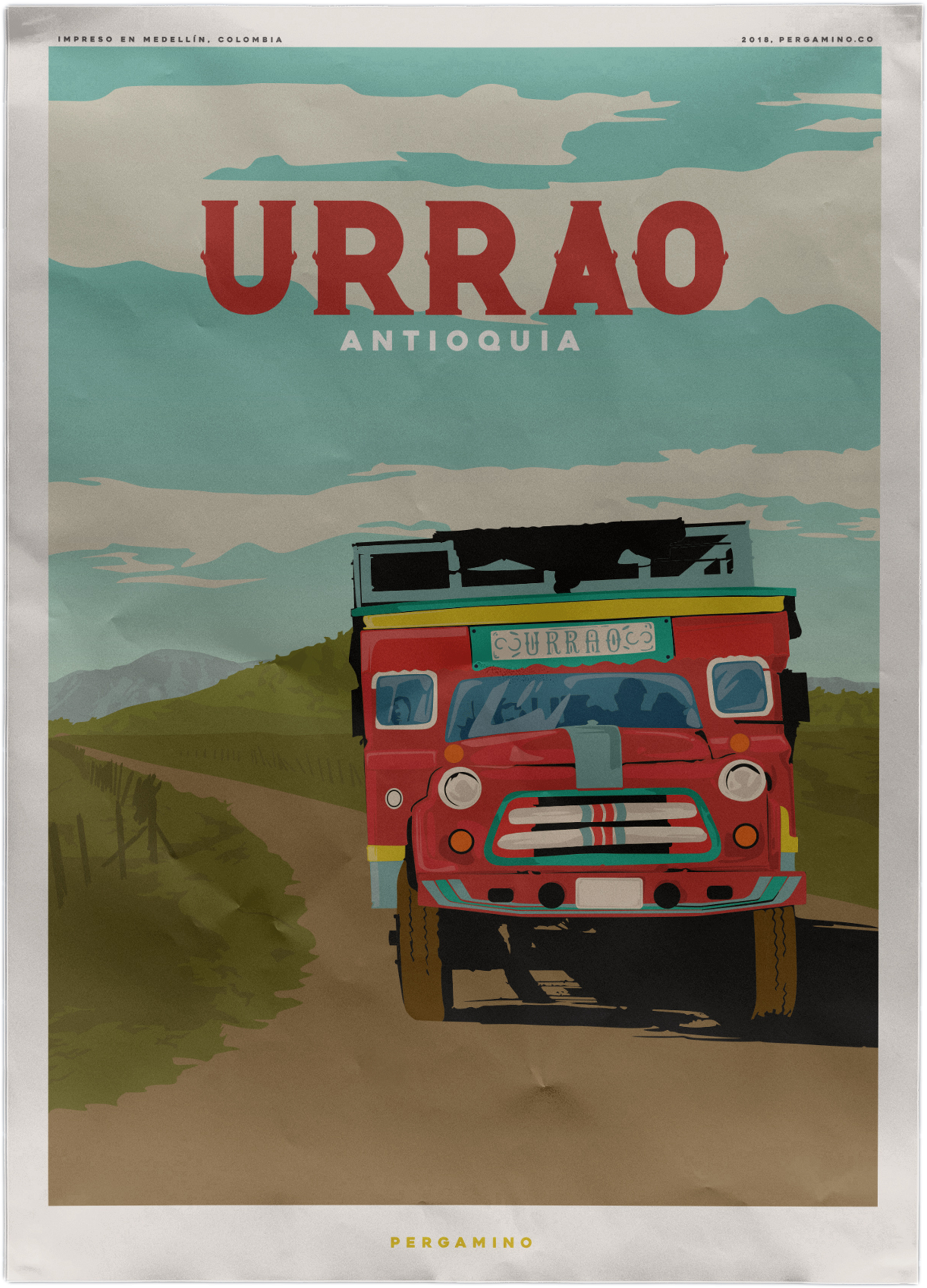 Urrao Antioquia Vintage Travel Poster