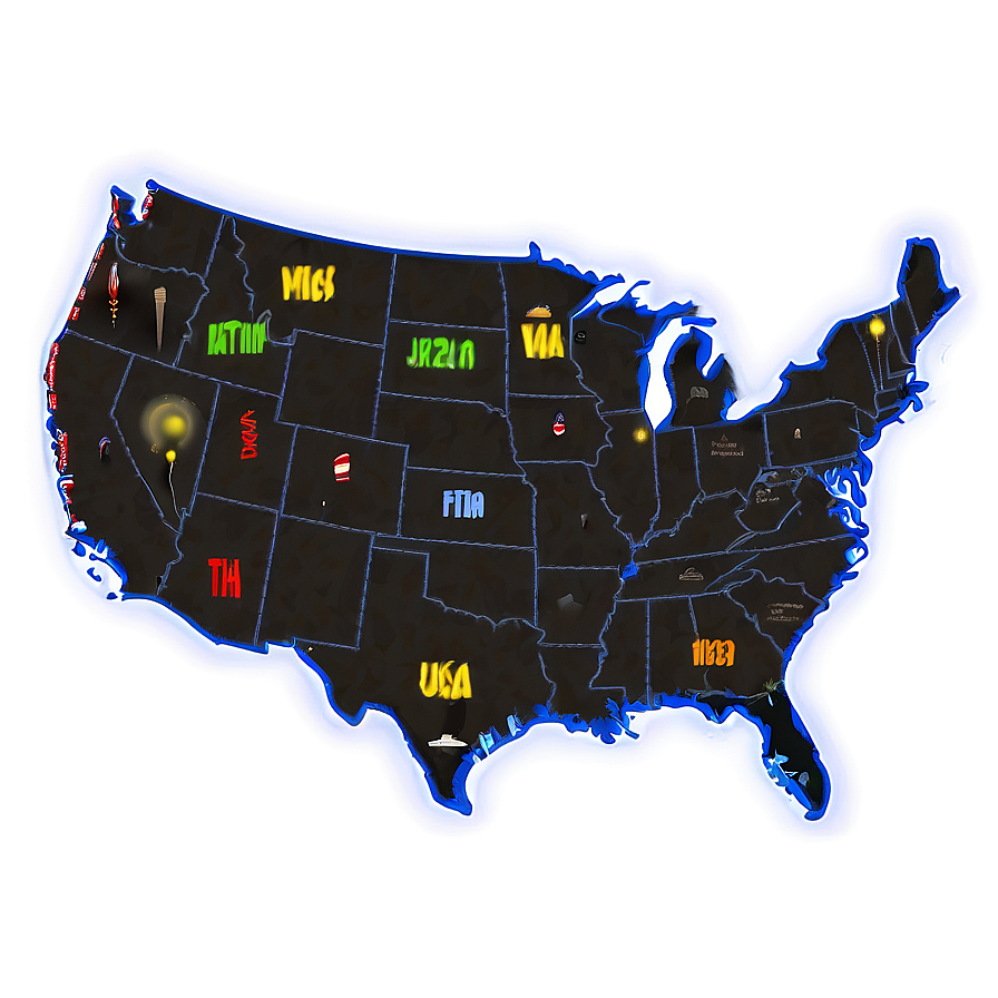 Usa Map With Tourist Attractions Png Avd61