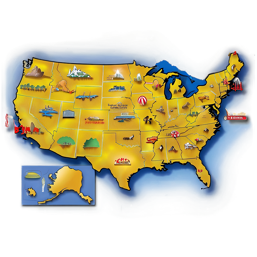 Usa Map With Tourist Attractions Png Lci