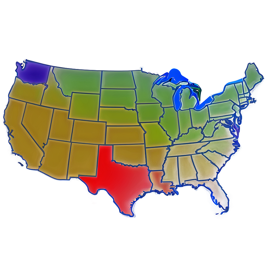 Usa State Borders Outline Png Utf