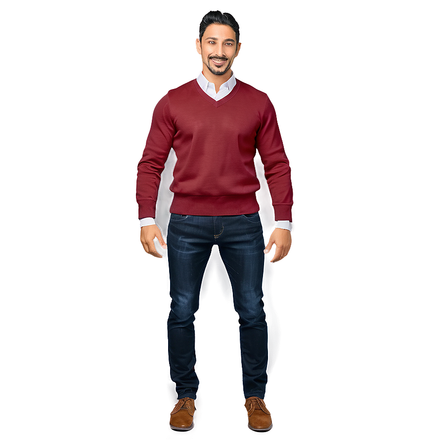 V-neck Red Sweater Png 06292024