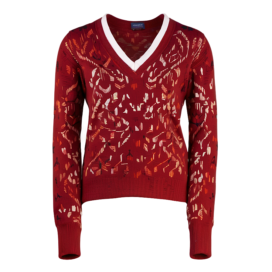 V-neck Red Sweater Png Hsx22