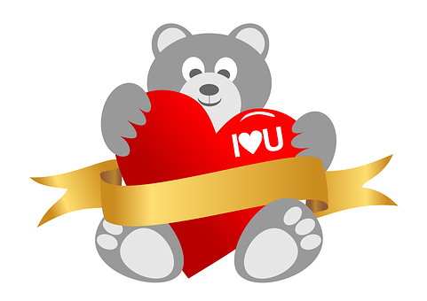 Valentines Day Teddy Bear Holding Heart