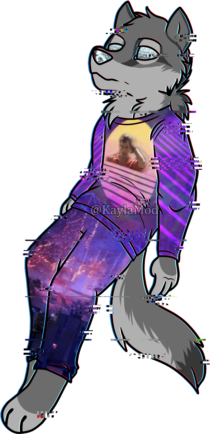 Vaporwave_ Anthro_ Wolf_ Character