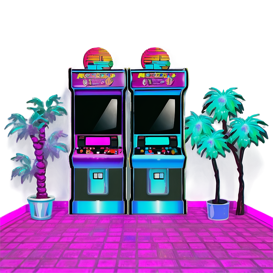 Vaporwave Arcade Scene Png 06112024