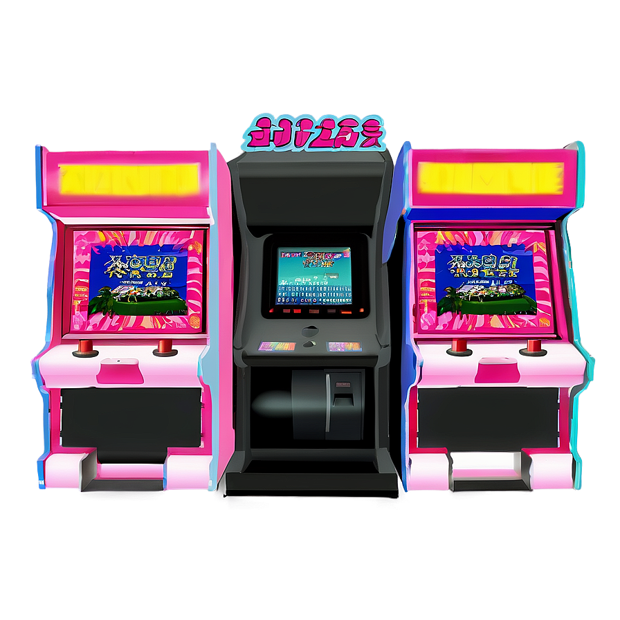 Vaporwave Arcade Scene Png Anx