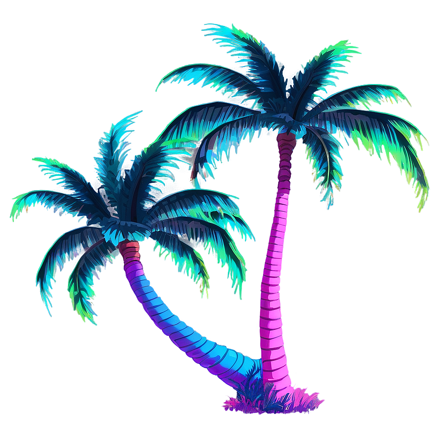 Vaporwave Palm Trees Png Frt