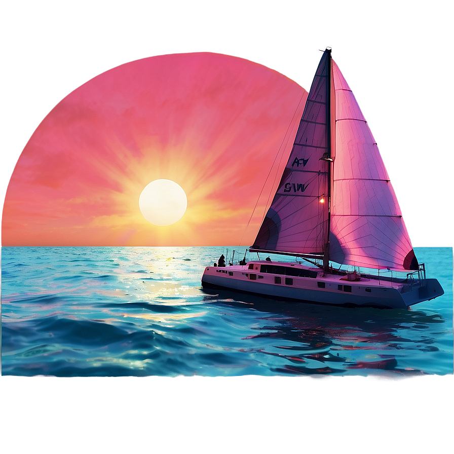 Vaporwave Sailing Sunset Png 18