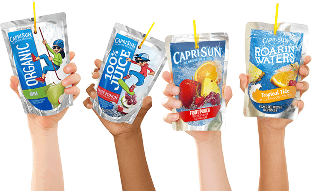 Varietyof Capri Sun Pouches Held Up